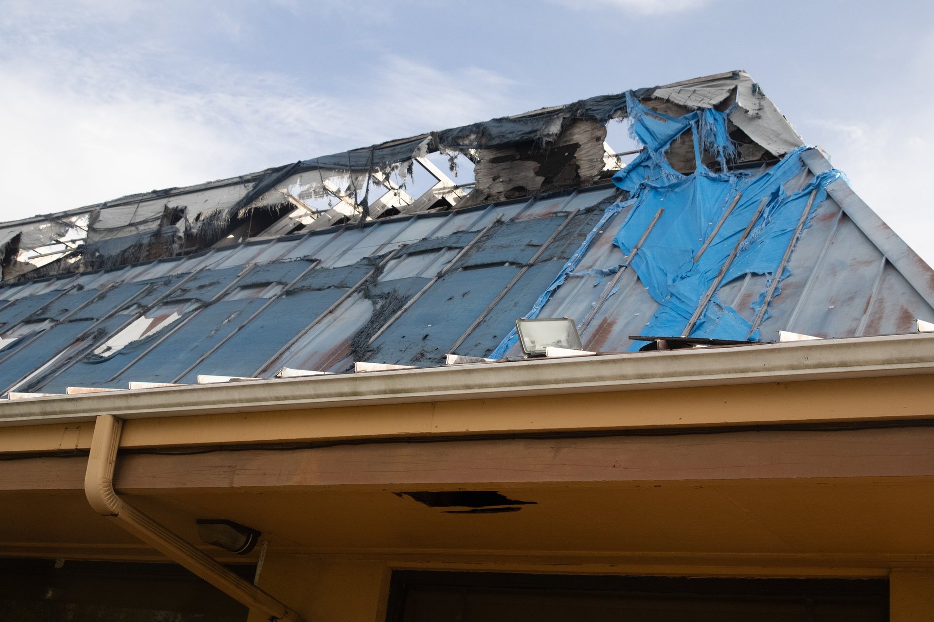 Roof damage left over from a Hurricane in Florida